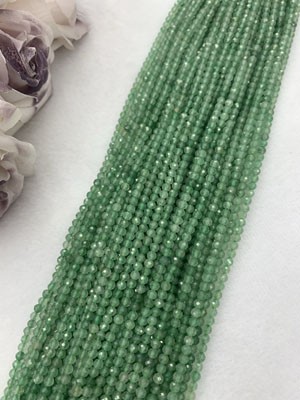 Green Strawberry Crystal Faceted Beads Long Chain, 38cm