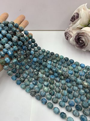 Blue Apatite Lu Lu Tong 12mm, Long Chain 38cm