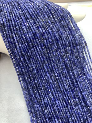 Iolite Square Beads 2×2mm, Long Chain 38cm