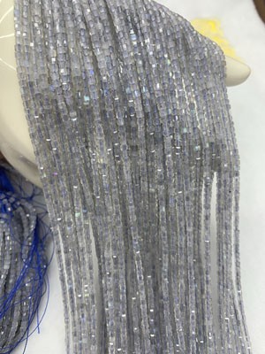 Labradorite Cube Sugar 2×2mm Long Chain 38cm