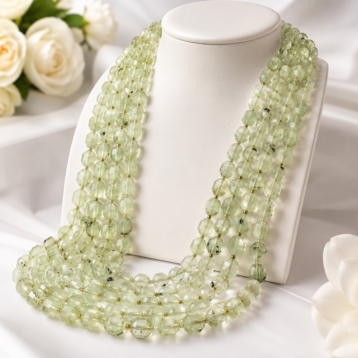 Prehnite Lulutong Beads 10mm, 38cm long strand