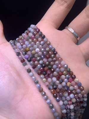 Colorful spinel diamond cut long chain (size: 2-4mm) semi-finished. 39cm