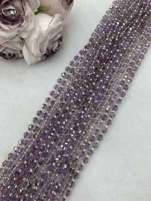 Amethyst Faceless Beads 6mm, Long Chain 38cm