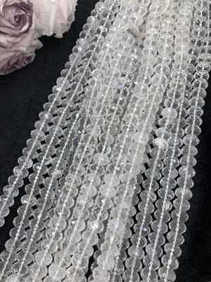 White crystal abacus 10x14mm, long chain 38cm