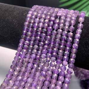 Amethyst gradient faceted sugar cube (4x4mm) semi-finished long chain 39cm.