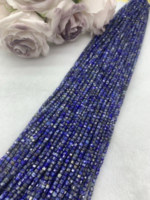 Blue Apatite Sugar Cube Beads 3×3mm Long Chain, 38cm