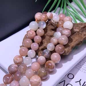 Colorful moonstone semi-finished (10-12mm) long chain 39cm.