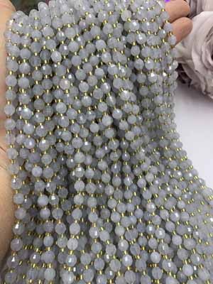 Aquamarine lulutong 6mm, 38cm long chain.