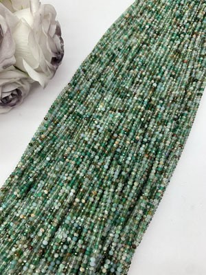 Green Agate Abacus Beads 2×3mm Long Chain 38cm