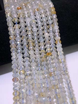 Blue & Yellow Topaz Abacus Beads (3×5mm) Semi-finished Long Chain, 39cm