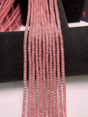 Gradient Strawberry Quartz Abacus Beads (2×3mm), Semi-Finished Long Chain, 39cm