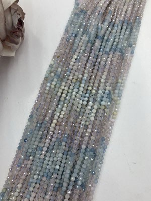 Morganite Aquamarine Gradient 3.8mm-4mm Faceted Long Strand 38cm