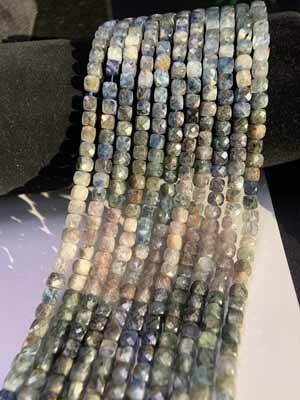 Gradient blue crystal faceted sugar cube long chain (4x4mm) semi-finished. 39cm