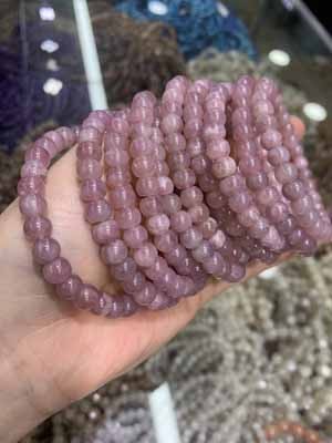 Purple Madagascar Rose Quartz Old Beads 5–7mm Bracelet_001