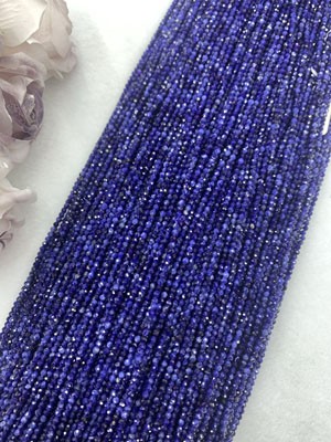 Blue Lace Agate Small Faceted Beads 2mm, Long Chain 38cm