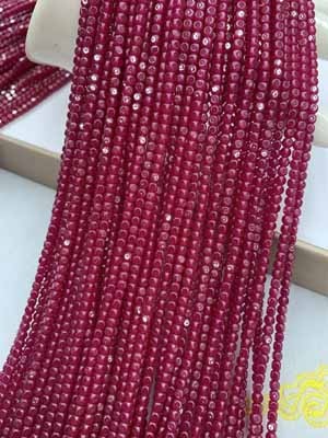 Red Corundum Soft Cut Cube Beads (2×2mm, 3×3mm, 4×4mm), 38cm Long Chain