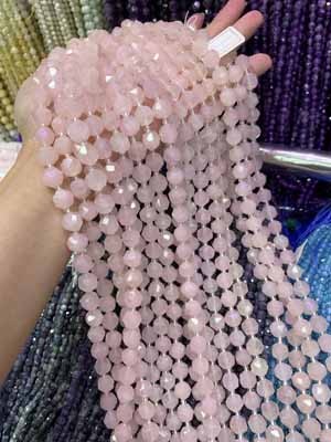 Grapefruit Pink Frosted Beads 8mm, 38cm Long Chain