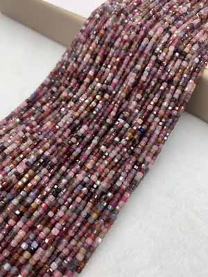 Colorful spinel sugar cube 2x2mm, long chain 38cm