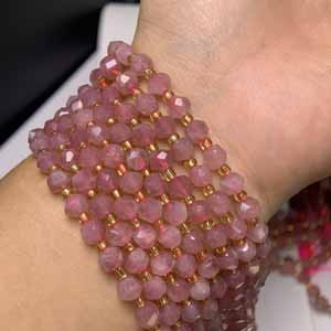 Purple Madagascar Rose Quartz Faceted (5mm) Semi-Finished Long Chain 39cm