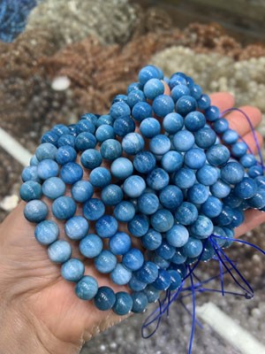 Blue Apatite 8mm Round Bead Bracelet