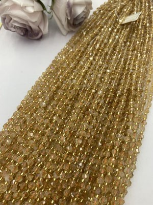 Citrine frosted bead long chain, 38cm