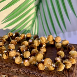 Premium Diamond-Cut Golden Tiger's Eye 10×11mm Bracelet