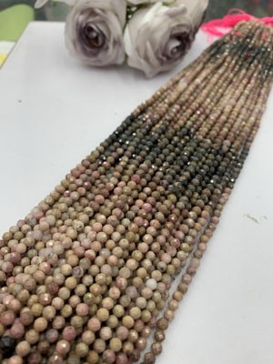 Red Rhodochrosite Gradient Faceted Long Chain 38cm