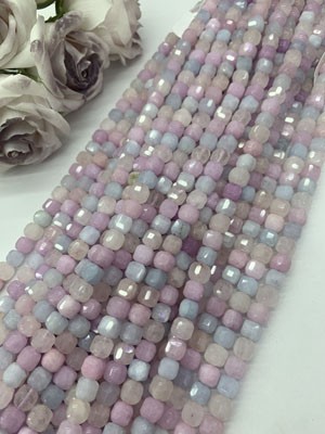 Dream Lavender Cube Beads Long Strand, 38cm