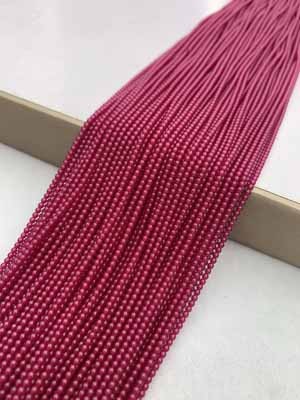 Red Corundum Smooth Beads (2mm, 3mm, 4mm), 38cm Long Chain
