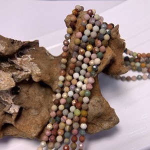 Macaron-colored Alashan Agate Faceted Long Chain (3-4mm) Semi-finished Strand, 39cm