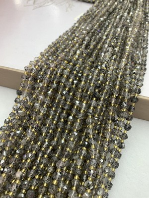 Black Super Seven formless beads (each approx. 5-6mm), long chain 38cm.