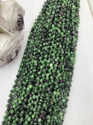 Red & Green Gemstone Long Chain 38cm