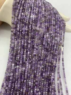 Amethyst Cube 3×3mm Long Chain 38cm
