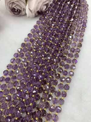 Amethyst Faceless Beads 10mm, Long Chain 38cm