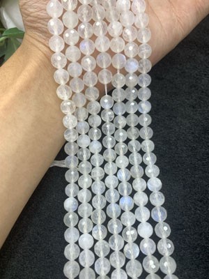 Blue Moonstone 128 Faceted 8mm Semi-Finished Long Chain 38cm