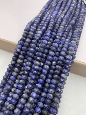 Blue Lace Agate Abacus Beads 6×8mm, Long Chain 38cm