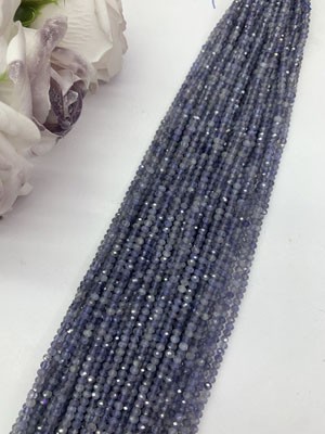 Iolite Abacus Beads 3×4mm, Long Chain 38cm