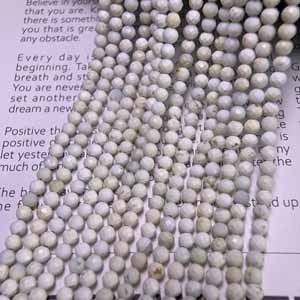 Milky body green opal, diamond-cut (4mm), semi-finished long chain 39cm