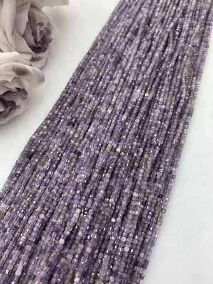 Amethyst Cube 2×2mm Long Chain 38cm