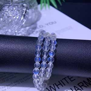 Sri Lanka Material, Strong Transmittance, Premium Blue Moonstone Multi-layer Bracelet (6mm)