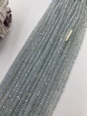 Blue Topaz Abacus Beads 4×5mm, Long Chain 38cm