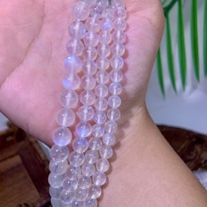 Blue Moonstone (6-7-8-9mm), Semi-finished Long Chain 39cm Let the blue moonstone light ease your tired mind at night!