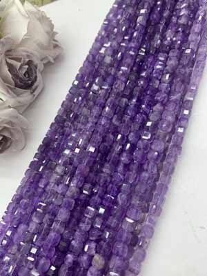 Amethyst Cube 8×8mm Long Chain 38cm _001
