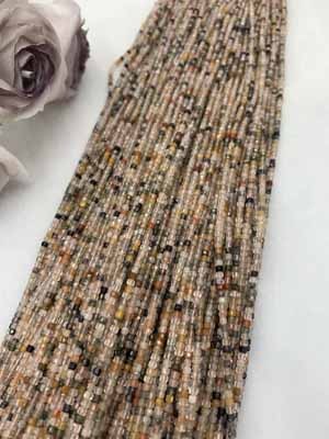 Colored hair crystal sugar cube 2x2mm, long chain 38cm