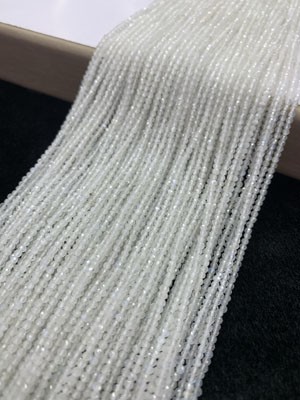 Blue Moonstone Small Faceted Beads Long Chain, 38cm