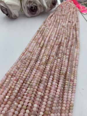 Pink opal abacus beads 3x4mm, long chain 38cm.