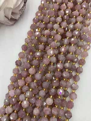 Purple Madagascar Rose Quartz Irregular Beads (each bead approx. 9–10mm) Long Chain 38cm