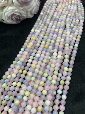 Morganite Smooth Beads Semi-Finished Long Strand 38cm
