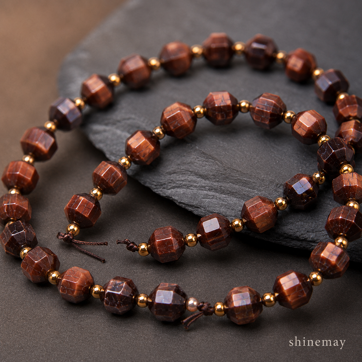 Red tiger's eye lulutong (7mm) semi-finished 39cm.
