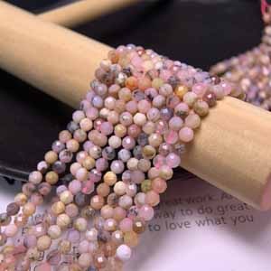 Multicolor Pink Opal Faceted Long Chain (3mm) Semi-Finished, 39cm